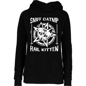 Sniff Catnip Kitten Death Metal Cat Rock Music Womens Funnel Neck Pullover Hood