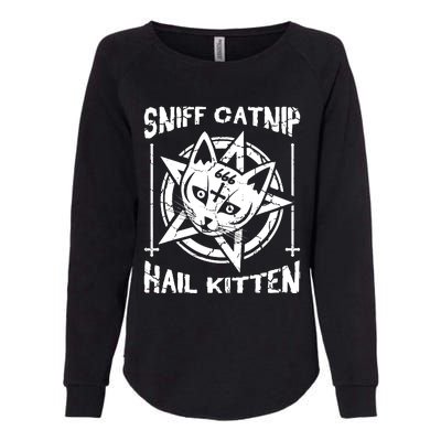 Sniff Catnip Kitten Death Metal Cat Rock Music Womens California Wash Sweatshirt