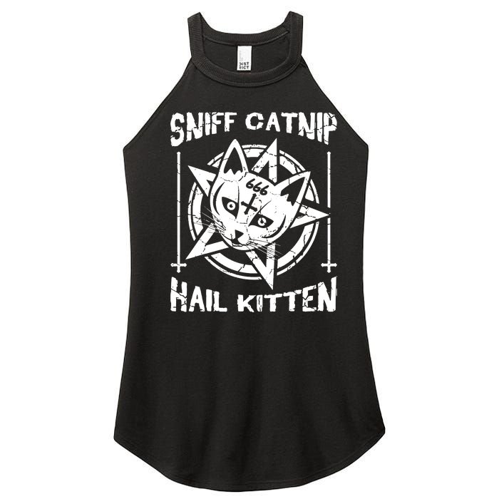 Sniff Catnip Kitten Death Metal Cat Rock Music Women's Perfect Tri Rocker Tank