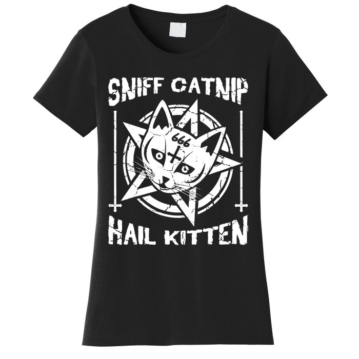 Sniff Catnip Kitten Death Metal Cat Rock Music Women's T-Shirt