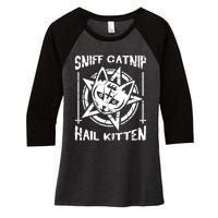 Sniff Catnip Kitten Death Metal Cat Rock Music Women's Tri-Blend 3/4-Sleeve Raglan Shirt