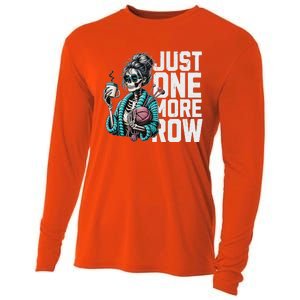 Skeleton Crocheting Knitting Lover Just One More Row Cooling Performance Long Sleeve Crew