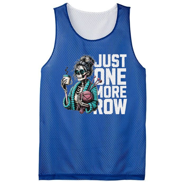 Skeleton Crocheting Knitting Lover Just One More Row Mesh Reversible Basketball Jersey Tank