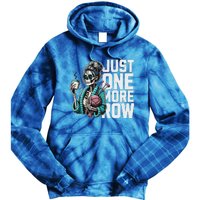 Skeleton Crocheting Knitting Lover Just One More Row Tie Dye Hoodie