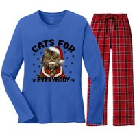 Santa Cat Lover Funny Christmas S Cats For Everybody Cool Gift Women's Long Sleeve Flannel Pajama Set 