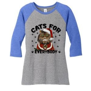 Santa Cat Lover Funny Christmas S Cats For Everybody Cool Gift Women's Tri-Blend 3/4-Sleeve Raglan Shirt