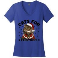 Santa Cat Lover Funny Christmas S Cats For Everybody Cool Gift Women's V-Neck T-Shirt