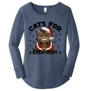 Santa Cat Lover Funny Christmas S Cats For Everybody Cool Gift Women's Perfect Tri Tunic Long Sleeve Shirt