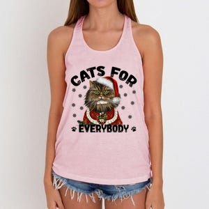 Santa Cat Lover Funny Christmas S Cats For Everybody Cool Gift Women's Knotted Racerback Tank