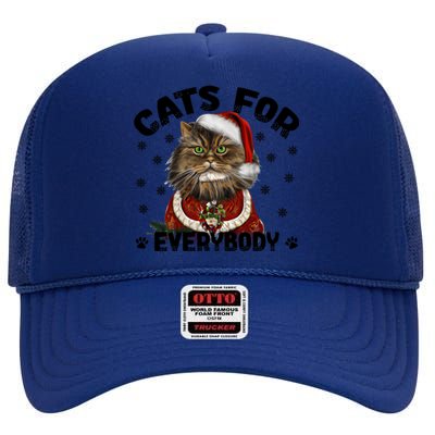 Santa Cat Lover Funny Christmas S Cats For Everybody Cool Gift High Crown Mesh Back Trucker Hat