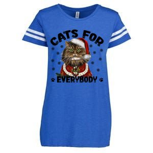 Santa Cat Lover Funny Christmas S Cats For Everybody Cool Gift Enza Ladies Jersey Football T-Shirt