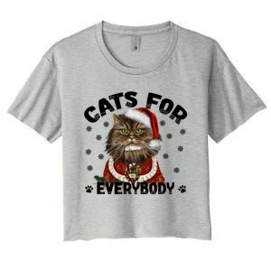 Santa Cat Lover Funny Christmas S Cats For Everybody Cool Gift Women's Crop Top Tee