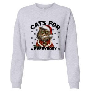 Santa Cat Lover Funny Christmas S Cats For Everybody Cool Gift Cropped Pullover Crew