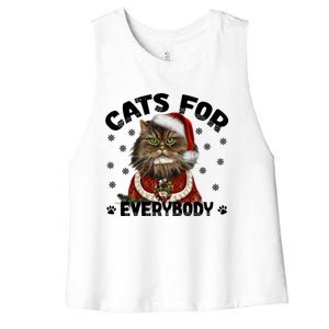 Santa Cat Lover Funny Christmas S Cats For Everybody Cool Gift Women's Racerback Cropped Tank