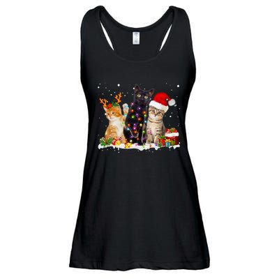 Santa Cat Light Gorgeous Reindeer Pajama Christmas Cat Lover Ladies Essential Flowy Tank