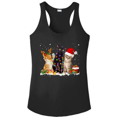 Santa Cat Light Gorgeous Reindeer Pajama Christmas Cat Lover Ladies PosiCharge Competitor Racerback Tank