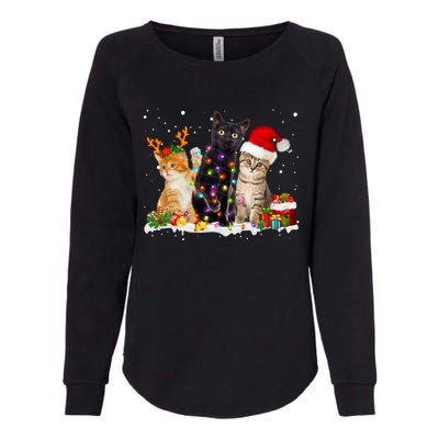 Santa Cat Light Gorgeous Reindeer Pajama Christmas Cat Lover Womens California Wash Sweatshirt