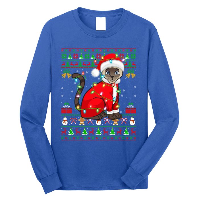 Siamese Cat Lover Matching Ugly Santa Siamese Cat Christmas Funny Gift Long Sleeve Shirt