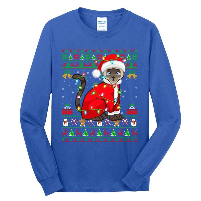 Siamese Cat Lover Matching Ugly Santa Siamese Cat Christmas Funny Gift Tall Long Sleeve T-Shirt