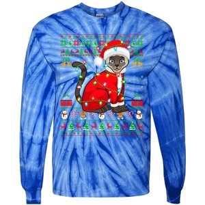 Siamese Cat Lover Matching Ugly Santa Siamese Cat Christmas Funny Gift Tie-Dye Long Sleeve Shirt