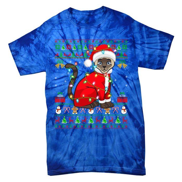 Siamese Cat Lover Matching Ugly Santa Siamese Cat Christmas Funny Gift Tie-Dye T-Shirt