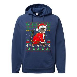 Siamese Cat Lover Matching Ugly Santa Siamese Cat Christmas Funny Gift Performance Fleece Hoodie