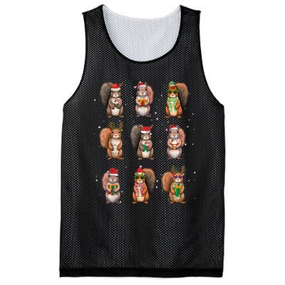 Squirrels Christmas Lights Decor Funny Squirrel Lover Pajama Mesh Reversible Basketball Jersey Tank