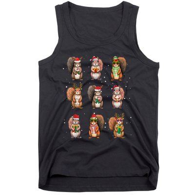 Squirrels Christmas Lights Decor Funny Squirrel Lover Pajama Tank Top