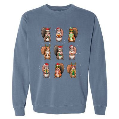 Squirrels Christmas Lights Decor Funny Squirrel Lover Pajama Garment-Dyed Sweatshirt