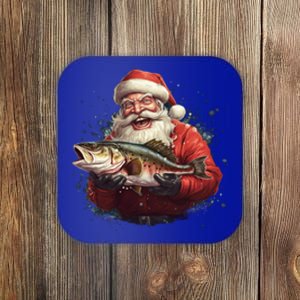 Santa Claus Likes Fishing And Made A Big Catch Merry Xmas Gift Coaster