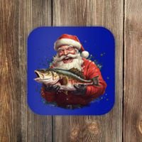 Santa Claus Likes Fishing And Made A Big Catch Merry Xmas Gift Coaster