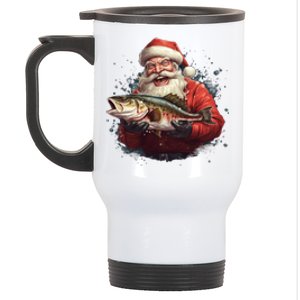 Santa Claus Likes Fishing And Made A Big Catch Merry Xmas Gift Stainless Steel Travel Mug