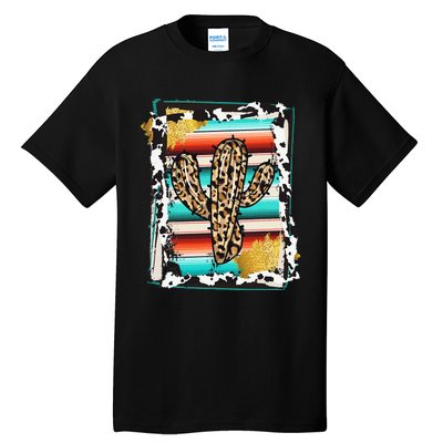 Serape Cactus Leopard Cow Pattern Print Cowgirl Rodeo Tall T-Shirt