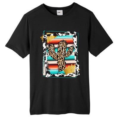 Serape Cactus Leopard Cow Pattern Print Cowgirl Rodeo Tall Fusion ChromaSoft Performance T-Shirt