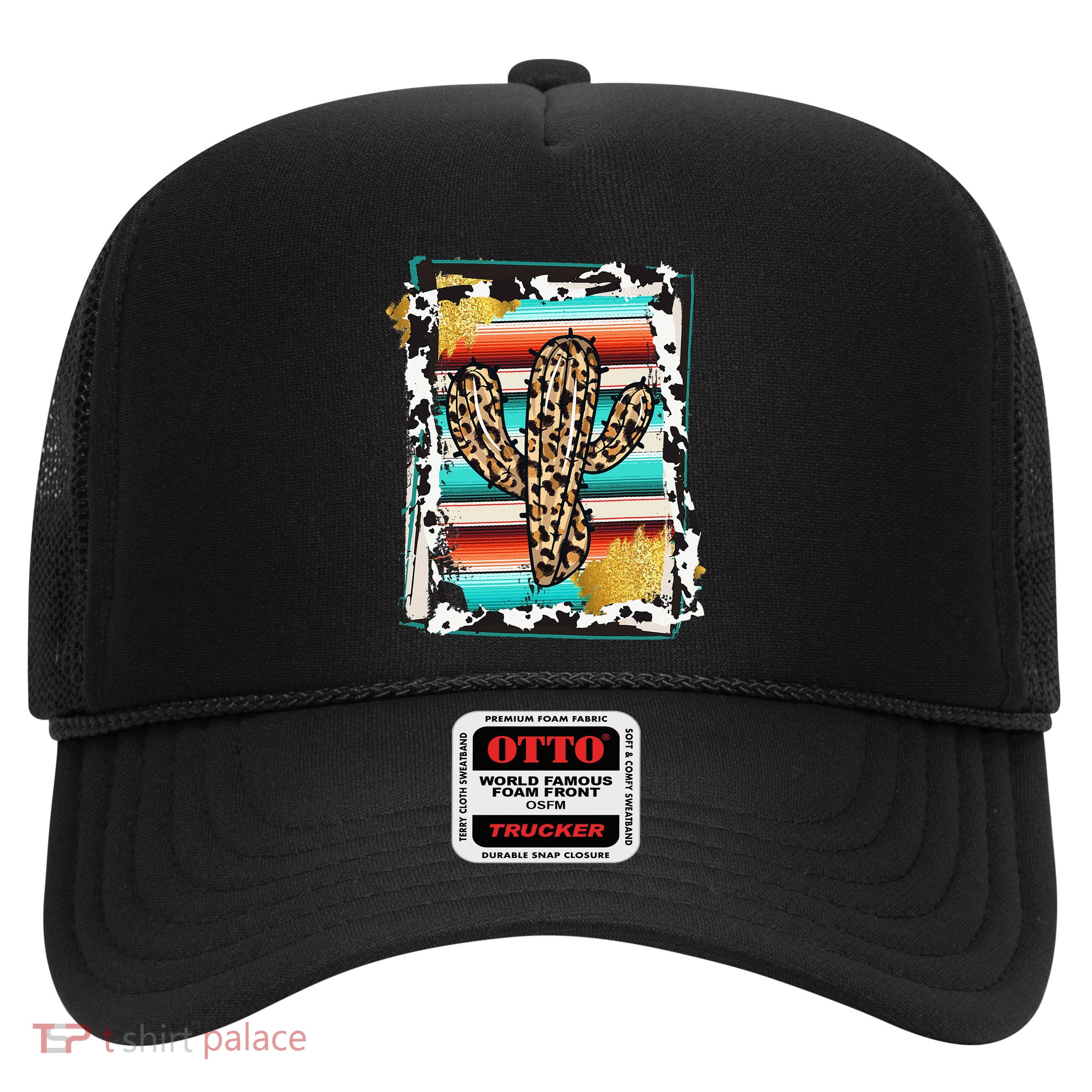 Serape Cactus Leopard Cow Pattern Print Cowgirl Rodeo Trucker Hat