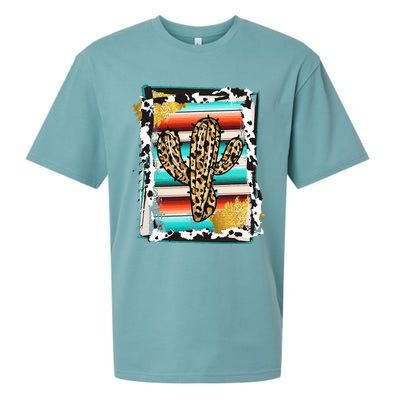 Serape Cactus Leopard Cow Pattern Print Cowgirl Rodeo Sueded Cloud Jersey T-Shirt