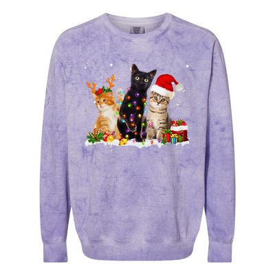 Santa Cat Light Gorgeous Reindeer Pajama Christmas Cat Lover Colorblast Crewneck Sweatshirt