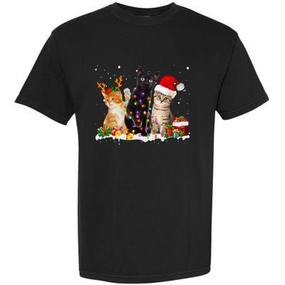 Santa Cat Light Gorgeous Reindeer Pajama Christmas Cat Lover Garment-Dyed Heavyweight T-Shirt