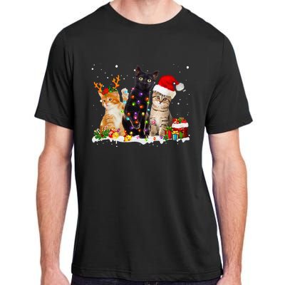 Santa Cat Light Gorgeous Reindeer Pajama Christmas Cat Lover Adult ChromaSoft Performance T-Shirt