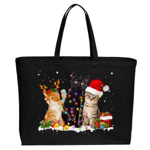 Santa Cat Light Gorgeous Reindeer Pajama Christmas Cat Lover Cotton Canvas Jumbo Tote