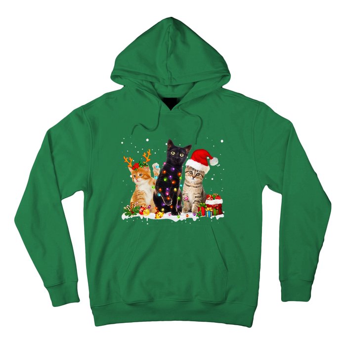 Santa Cat Light Gorgeous Reindeer Pajama Christmas Cat Lover Hoodie