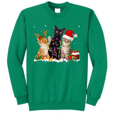 Santa Cat Light Gorgeous Reindeer Pajama Christmas Cat Lover Sweatshirt