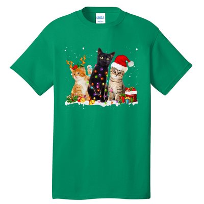 Santa Cat Light Gorgeous Reindeer Pajama Christmas Cat Lover Tall T-Shirt