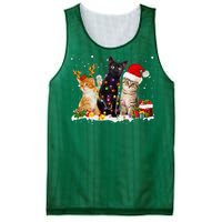 Santa Cat Light Gorgeous Reindeer Pajama Christmas Cat Lover Mesh Reversible Basketball Jersey Tank