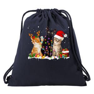 Santa Cat Light Gorgeous Reindeer Pajama Christmas Cat Lover Drawstring Bag