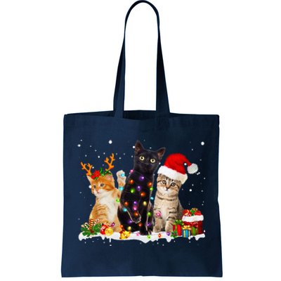 Santa Cat Light Gorgeous Reindeer Pajama Christmas Cat Lover Tote Bag