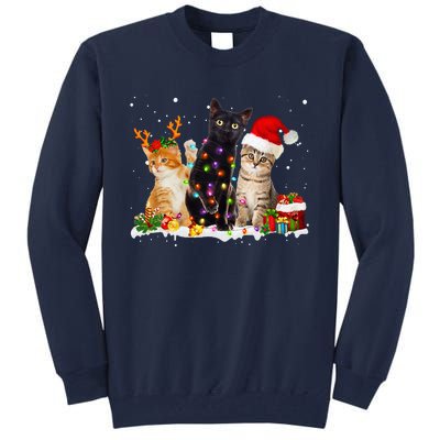 Santa Cat Light Gorgeous Reindeer Pajama Christmas Cat Lover Tall Sweatshirt