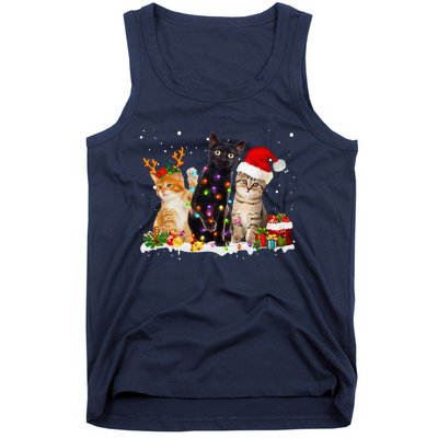 Santa Cat Light Gorgeous Reindeer Pajama Christmas Cat Lover Tank Top