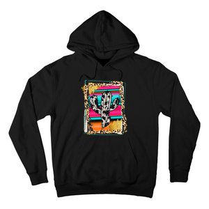 Serape Cactus Leopard Cow Pattern Print Cowgirl Rodeo Hoodie