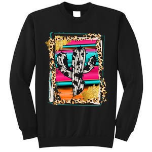 Serape Cactus Leopard Cow Pattern Print Cowgirl Rodeo Sweatshirt